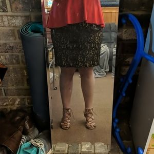 Black lace overlay pencil skirt